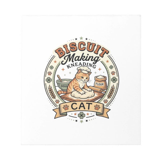 Biscuit Making Kneading Cat Biscuit Making Kneadin Notepad (Front)