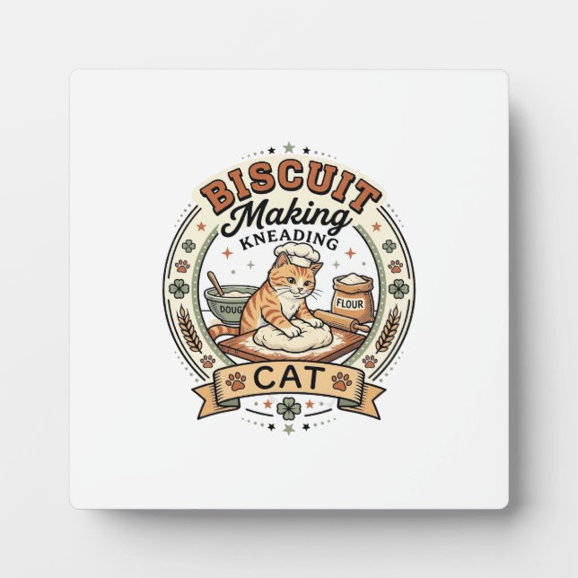 Biscuit Making Kneading Cat Biscuit Making Kneadin Plaque (Front)