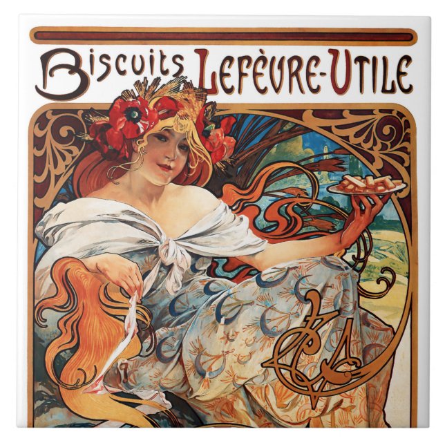 Biscuit, Mucha Ceramic Tile (Front)
