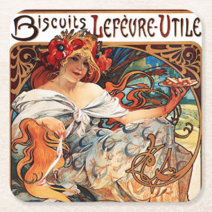 Biscuit, Mucha Square Paper Coaster