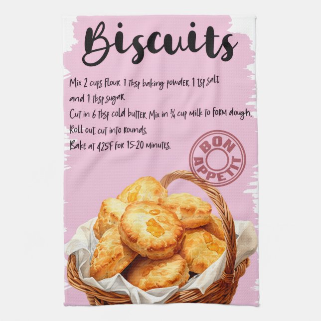 Biscuit Recipe Tea Towel (Vertical)