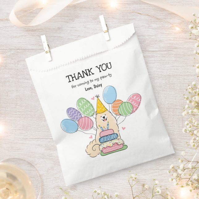 Biscuit Samoyed Birthday Party Thank You Favour Ba Favour Bag (Clipped)