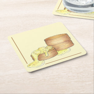 Biscuits and Sausage Gravy Chef Diner Restaurant Square Paper Coaster
