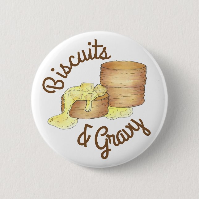 Biscuits and Sausage Gravy Southern Breakfast Food 6 Cm Round Badge (Front)
