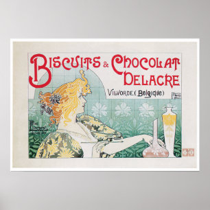 Biscuits Chocolate Vintage Food Ad Art Poster