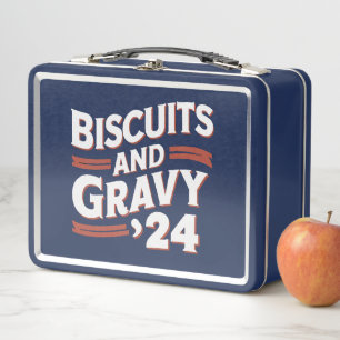 Biscuits Gravy 2024 Presidential Election Food Metal Lunch Box