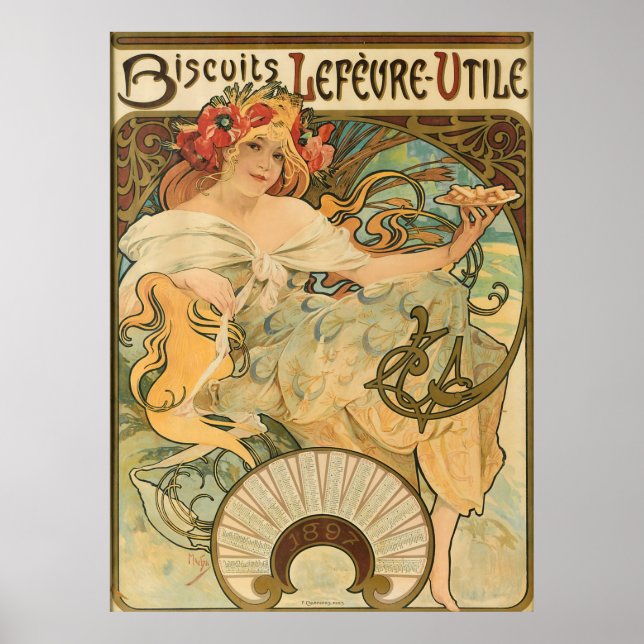 Biscuits Lefeure-utile - by Alphonse Mucha Poster (Front)