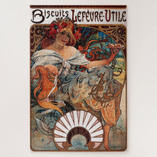 Biscuits Lefevre-Utile: A Mucha Art Nouveau  Jigsaw Puzzle