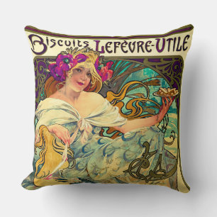 Biscuits Lefevre-Utile by Alphonse Mucha (1896) Cushion