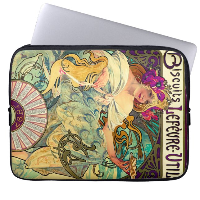 Biscuits Lefevre-Utile by Alphonse Mucha (1896) Laptop Sleeve (Front)