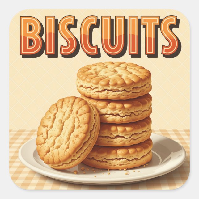  Biscuits, Vintage Poster by Natasha Us   Square Sticker (Front)