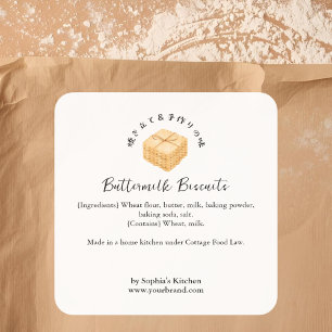 Biscuits Watercolor Bakery Ingredient Product Square Sticker