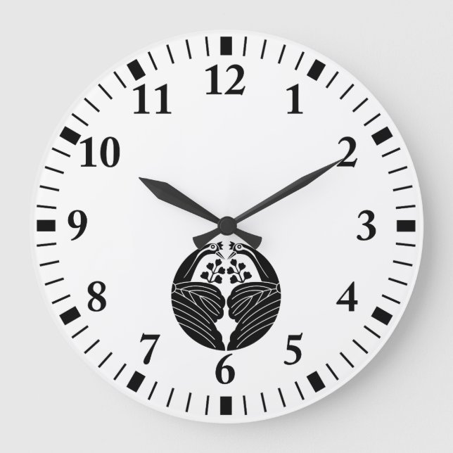 Bisected crane-shaped paulownias large clock (Front)