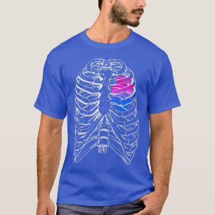 Biseual Anatomical Heart Ribcage Bi Pride Colours T-Shirt
