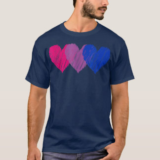 Biseual Flag Hearts Love  LGBT Bi Pride  T-Shirt