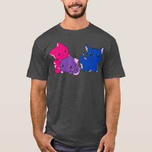 Biseual Pride Funny Kawaii Kitty Cat Stack Bi T-Shirt