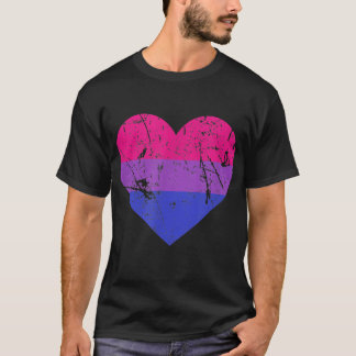Biseual Pride LGBT Flag Love Heart  T-Shirt