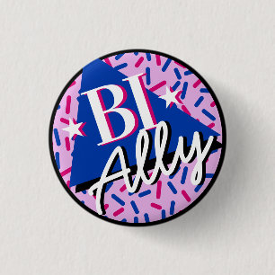 Bisexual Ally Pink Blue Sprinkles 90s Memphis 3 Cm Round Badge