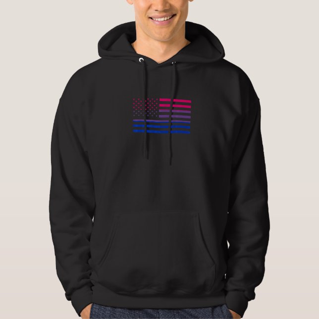 Bisexual American Flag LGBTQ Bisexual Pride Bisexu Hoodie (Front)