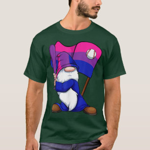 Bisexual Baseball Player LGBT-Q Gnome Bi Pride Fla T-Shirt