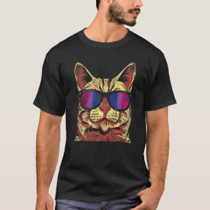 Bisexual Bi Pride Flag Cat Sun Glasses T-Shirt