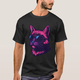 Bisexual Bi Pride Flag Colours Cat Vintage Sun Gla T-Shirt