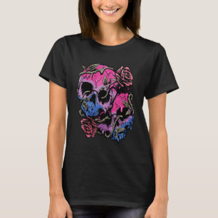 Bisexual Bi Pride Flag Gothic Skull T-Shirt
