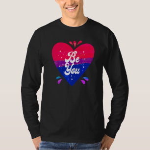 Bisexual Bi Pride Flag Heart Be You   T-Shirt