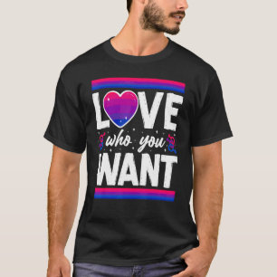 Bisexual Bi Pride Flag Heart Love Who You Want T-Shirt