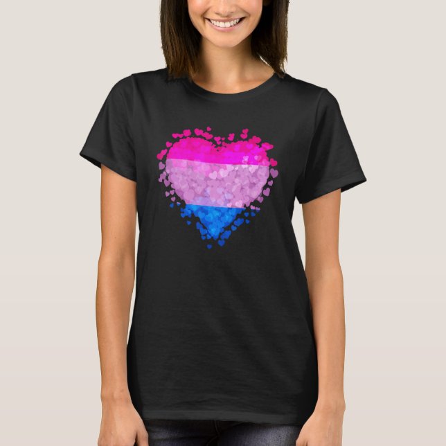 Bisexual Bi Pride Flag Hearts Valentines Day T-Shirt (Front)