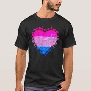 Bisexual Bi Pride Flag Hearts Valentines Day T-Shirt