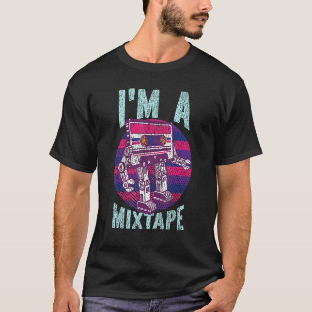 Bisexual Bi Pride Flag Tape Cassette I'm A Mixtape T-Shirt (Front)