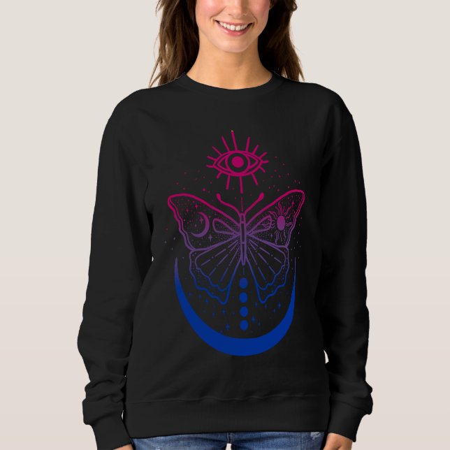 Bisexual Bi Pride Moon and Butterfly LGBTQ LGBT Ga Sweatshirt (Front)