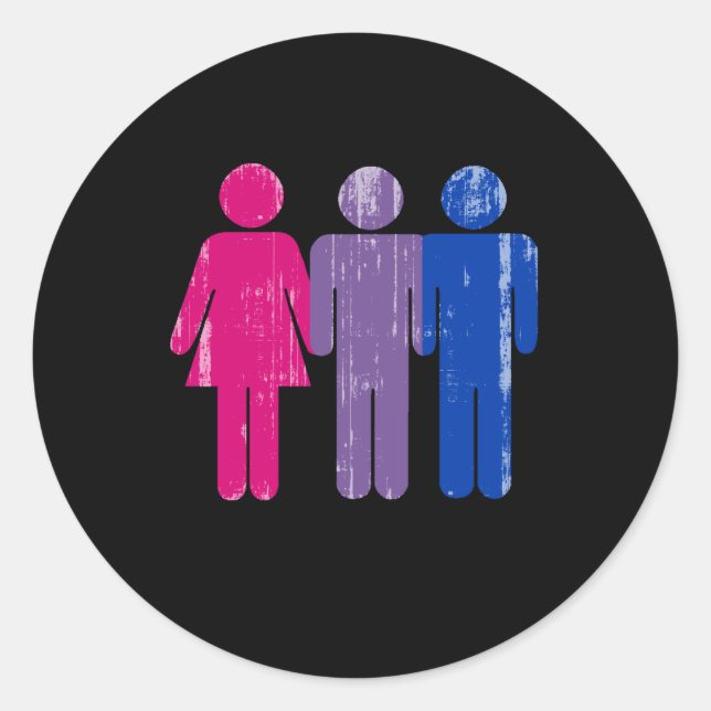 Bisexual Boy distressed.png Classic Round Sticker (Front)