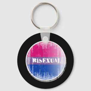 Bisexual Button distressed.png Key Ring