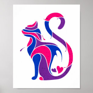 Bisexual Cat LGBT Ally Support Cat Lover Pride Mon Poster