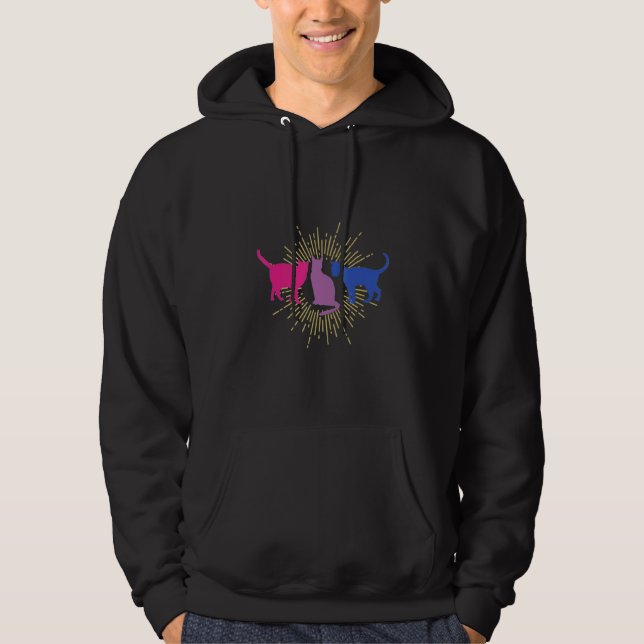 Bisexual Cat LGBT Bi Pride Flag LGBT Gay Cat Hoodie (Front)
