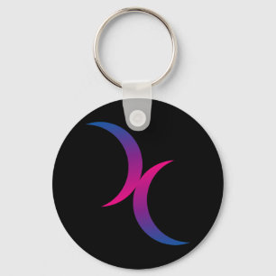 Bisexual double moons key ring