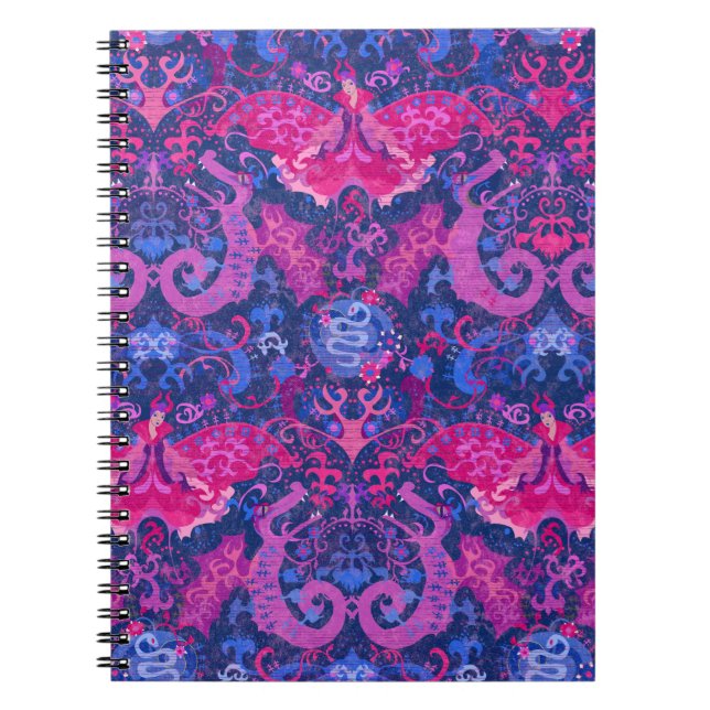 Bisexual Dragon Damask - Bi Pride Flag Colours Notebook (Front)