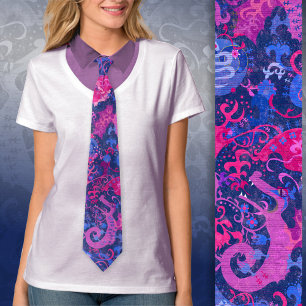 Bisexual Dragon Damask - Bi Pride Flag Colours Tie