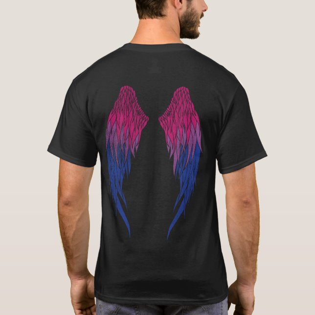 Bisexual Flag - Angel Wings T-Shirt (Back)