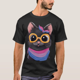Bisexual Flag Colours a Cute Cat for Bi Community T-Shirt