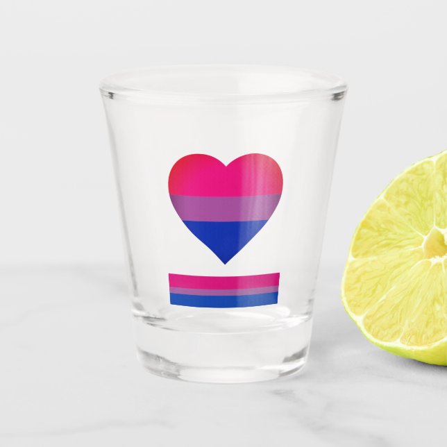 Bisexual Flag Heart & Pride community /gender flag Shot Glass (Front)