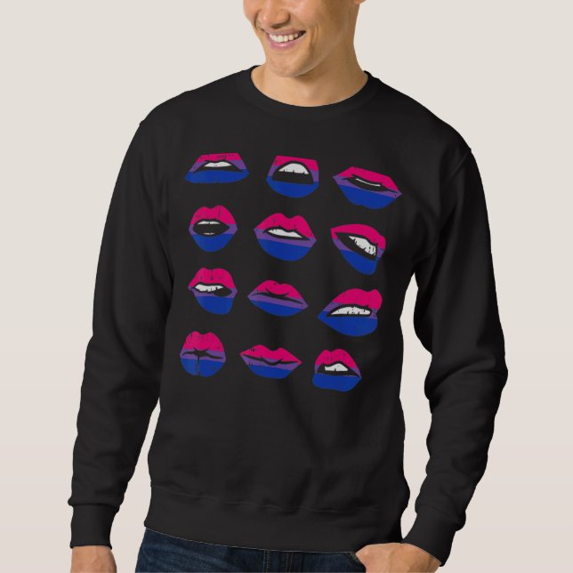 Bisexual Flag Lips Bisexual Colours Lgbt Bi Pride Sweatshirt (Front)