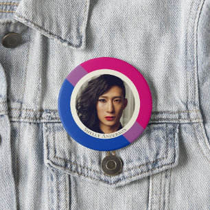 Bisexual flag pride bigender photo button 