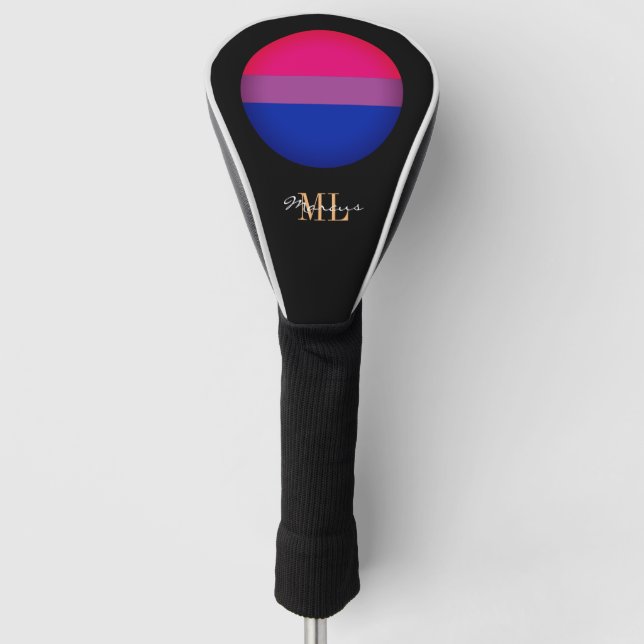 Bisexual Flag & Pride golfing monogrammed / LGBT Golf Head Cover (Front)