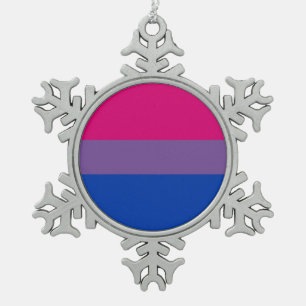 Bisexual flag snowflake pewter christmas ornament