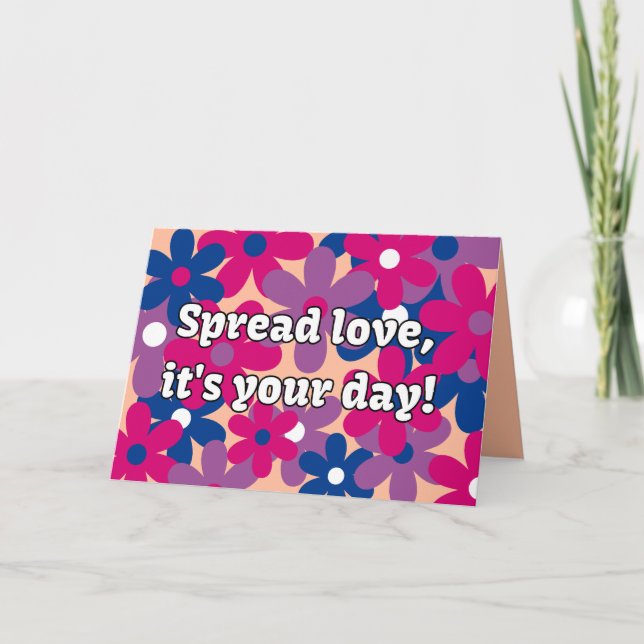 Bisexual Flower Birthday Card (Front)