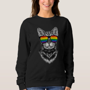 Bisexual Gay Pride Cat LGBT LGBTQ Sunglasses Pride Sweatshirt