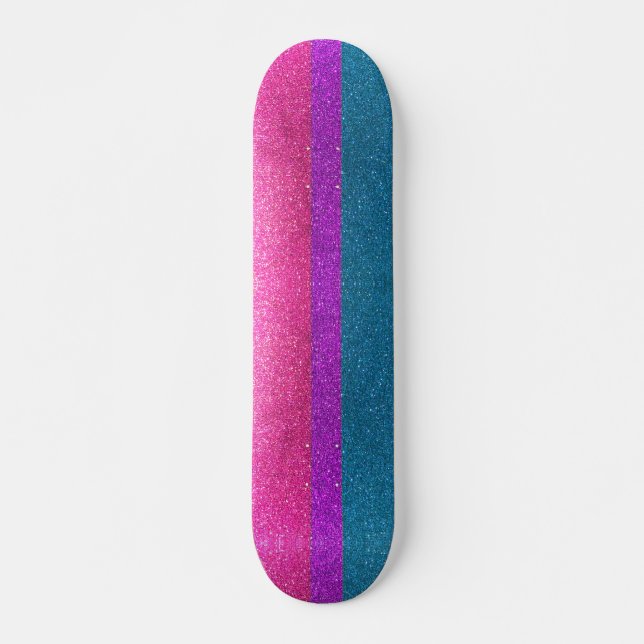 Bisexual Gay Pride Pink Purple Blue Glitter LGBTQ Skateboard (Front)
